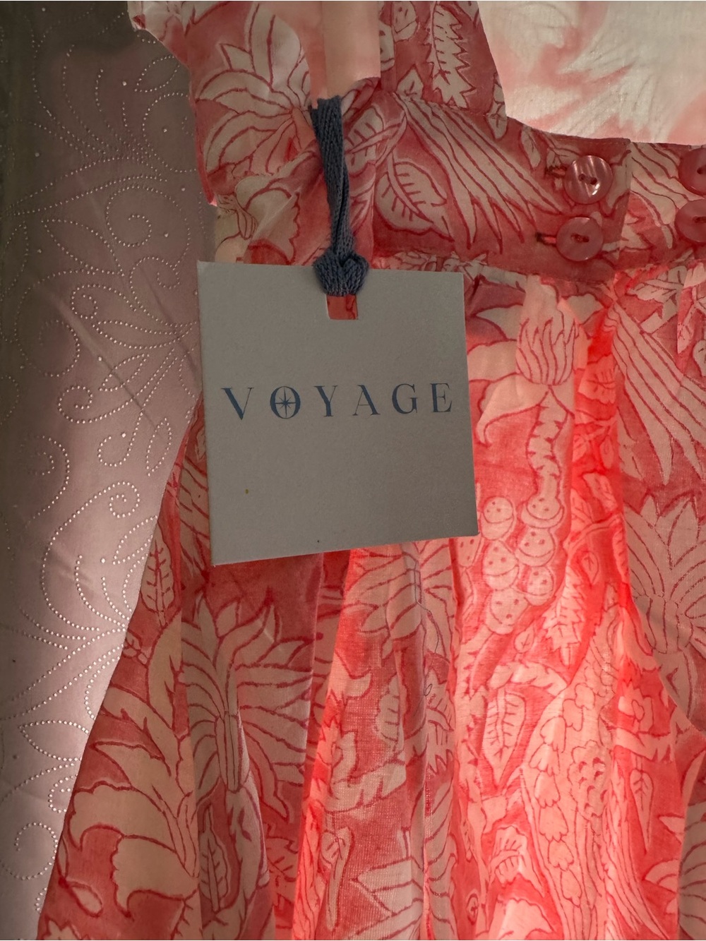 Girls' Coral-Patterned Ruffle Dress - Picture 4 of 5